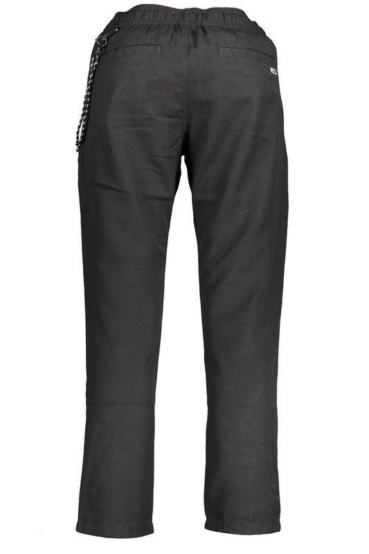 Slim-Fit Black Trousers with Elastic Waistband