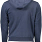 Chic Blue Hooded Zip Sweatshirt - Embroidered Detail