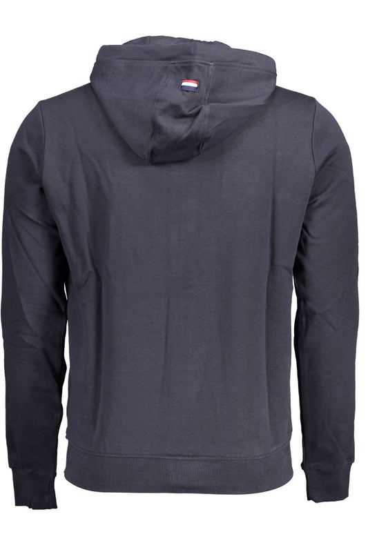 Elegant Blue Hooded Zip Sweatshirt