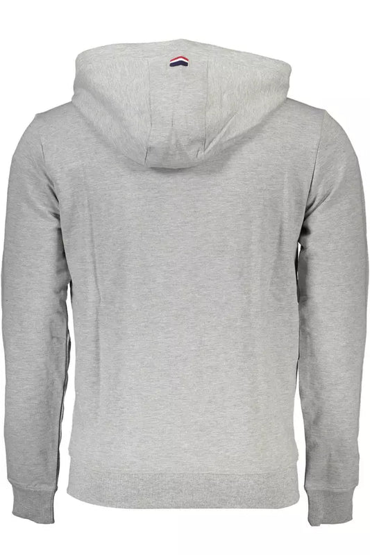 Chic Gray Zip Hoodie with Embroidered Logo