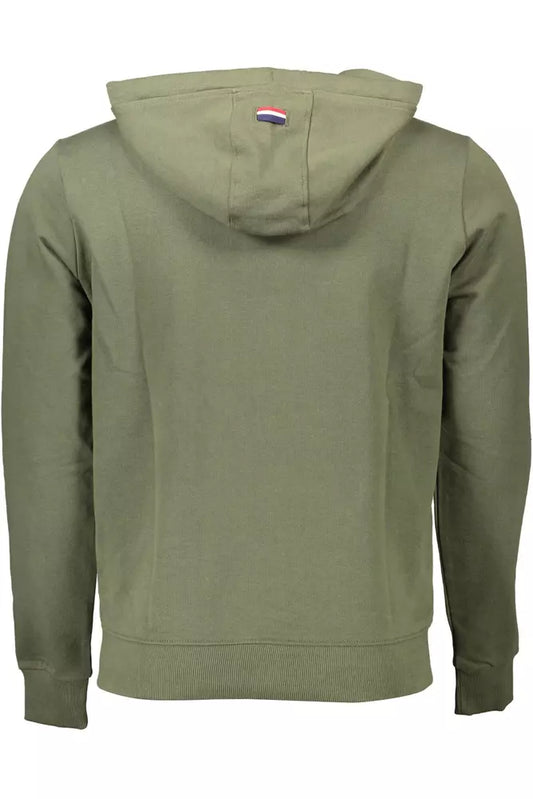 Chic Green Hooded Zip-Up Cotton Sweatshirt