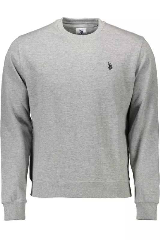 Classic Gray Cotton Sweatshirt with Embroidered Logo