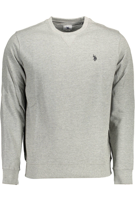 Classic Gray Cotton Sweatshirt with Logo Embroidery