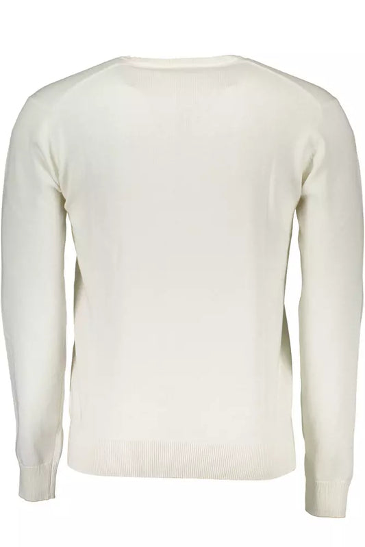 Crisp White Cotton Crew-Neck Shirt