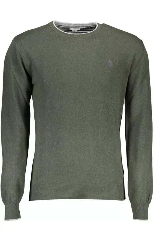 Elegant Green Slim Sweater with Logo Accent