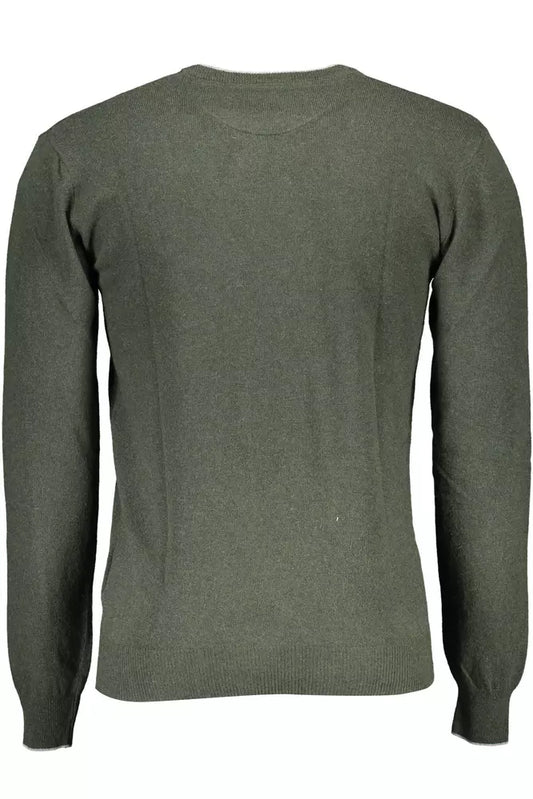 Elegant Green Slim Sweater with Logo Accent