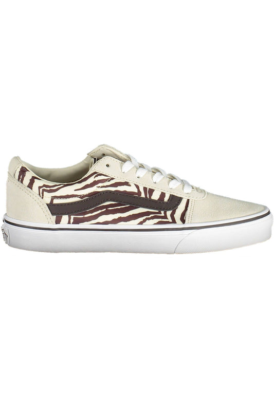 Beige Polyester Sneakers with Contrast Detail