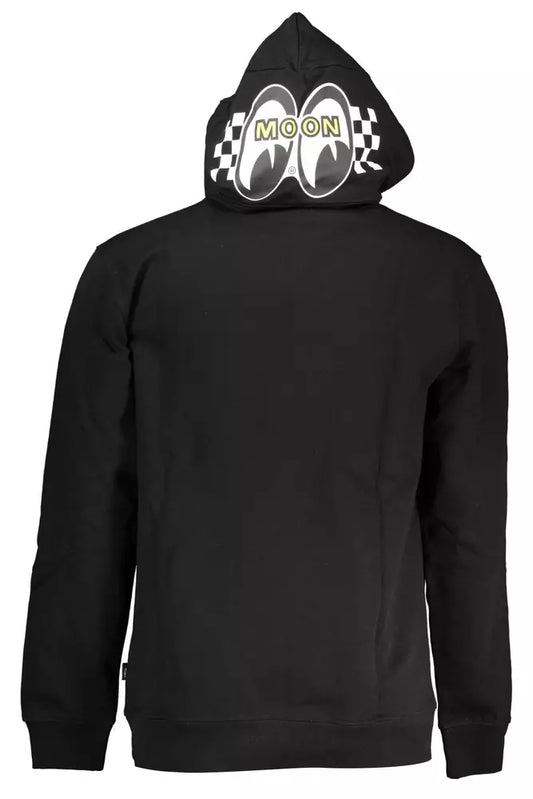 Sleek Black Hooded Long-Sleeve Sweatshirt
