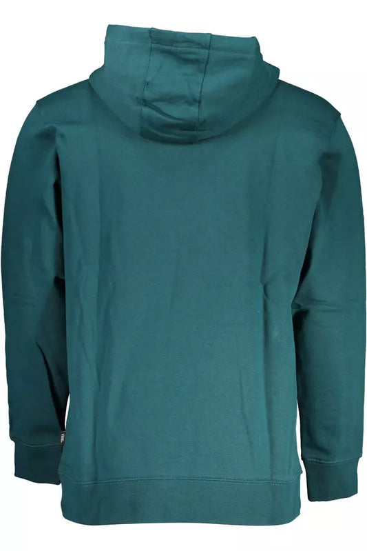 Green Cotton Hooded Sweatshirt with Central Pocket
