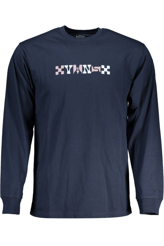 Blue Cotton Long Sleeve Tee with Logo