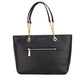 Jet Set Medium Black Leather Front Zip Chain Tote Purse Bag