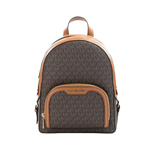 Jaycee Medium Brown Signature PVC Zip Pocket Backpack Bookbag