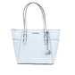Charlotte Vista Blue Large Leather Top Zip Tote Handbag Purse