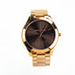 Runway Gold Toned Stainless Steel Brown Dial Wrist Watch MK3181