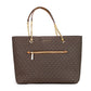 Jet Set Medium Brown Signature PVC Front Zip Chain Tote Bag Purse