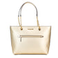 Jet Set Medium Gold Leather Front Pocket Zip Chain Tote Bag Purse